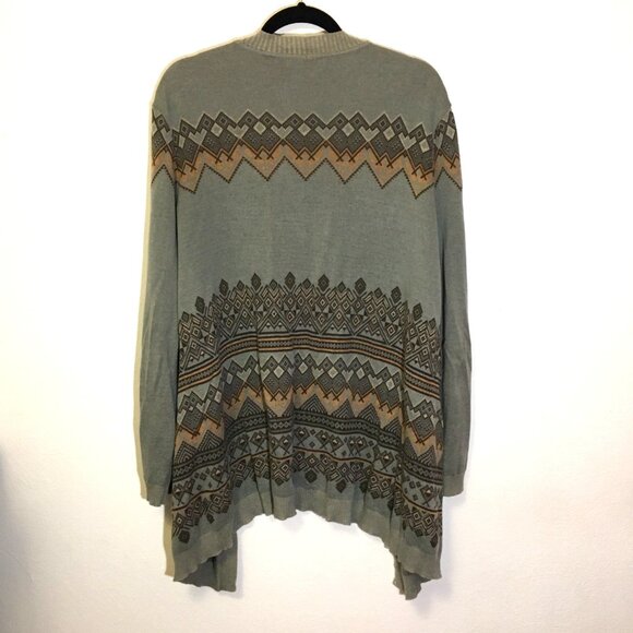 Peruvian Connection Open Front Cardigan Sweater Aztec (T5) - Picture 6 of 16